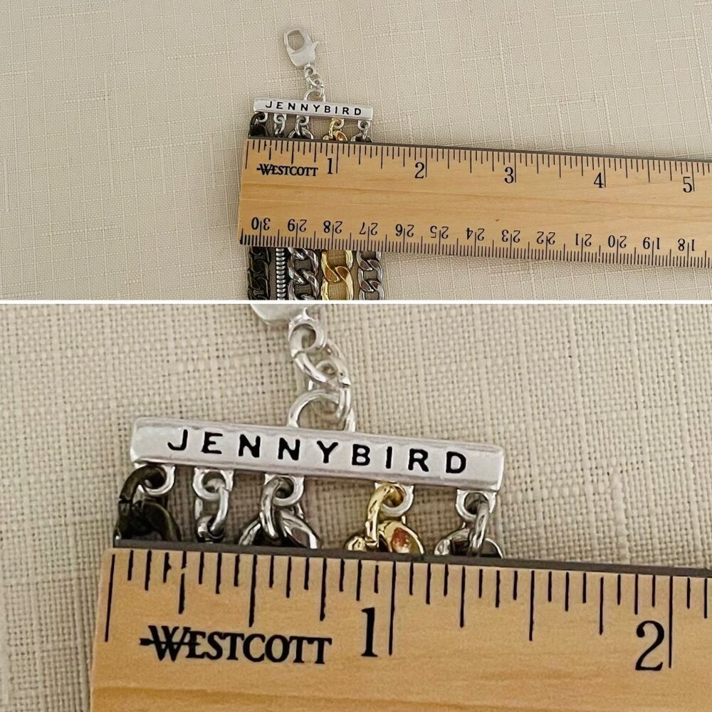 Jenny Bird Chunky Chain Austin Cuff Bracelet Mixed Metal Adjustable Length With - Picture 6 of 7